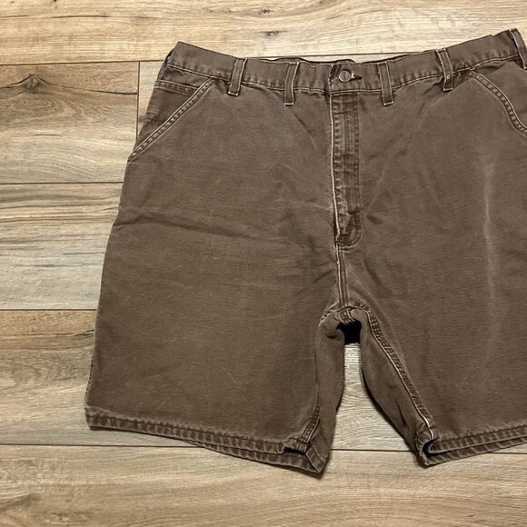 Men's VTG Carhartt Duck Canvas Carpenter Shorts SZ 44x8 Brown B25 CHT Y2K - Picture 2 of 8